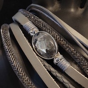 MOVING SALE! Gray Jewel Cuff Bracelet w Magnet Closer